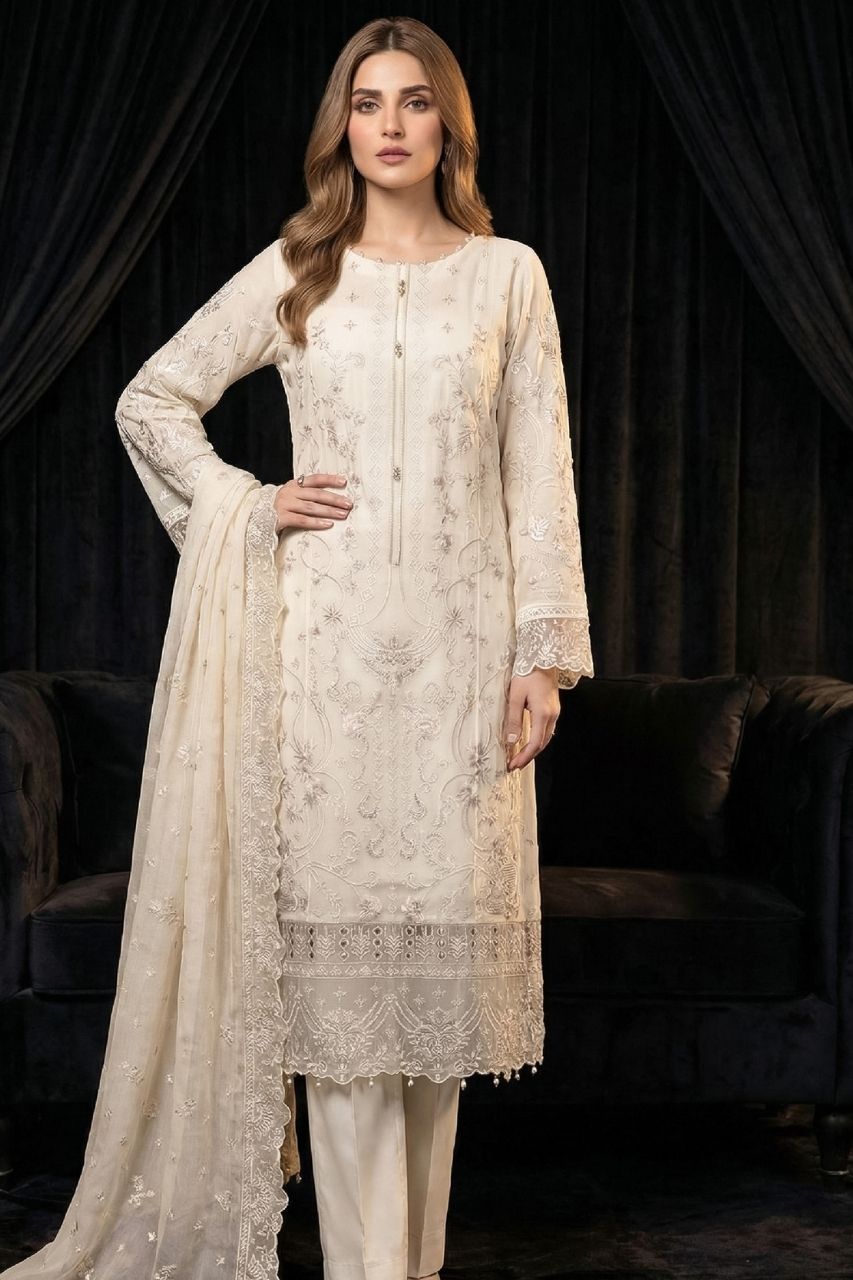 Hafsa | Dressline | Semi-Stitched - Organza