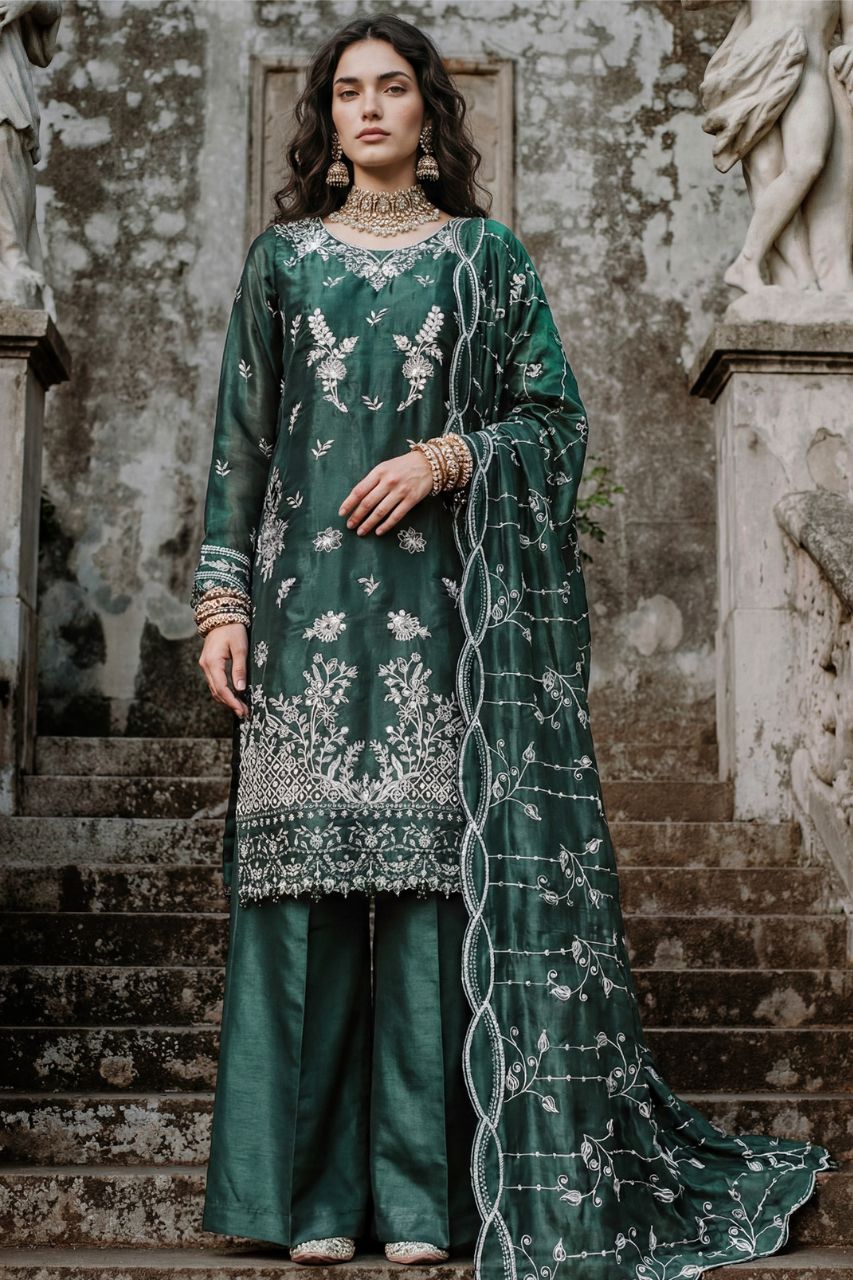 Kashvi | Zaib-o-Zeenat | Emb Shisha Silk-3PC