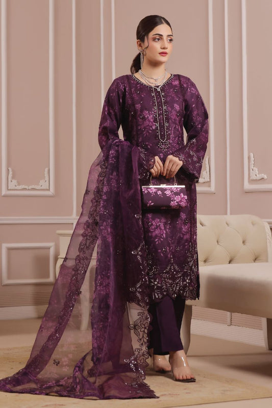 Sharjeena | Dressline | Semi-Stitched -Organza