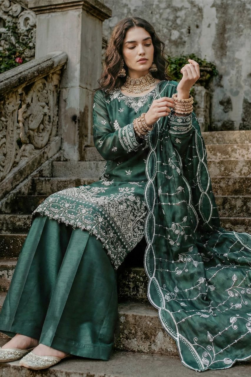 Kashvi | Zaib-o-Zeenat | Emb Shisha Silk-3PC