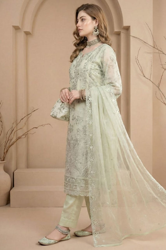 Huda | Dressline | Semi-Stitched - Organza