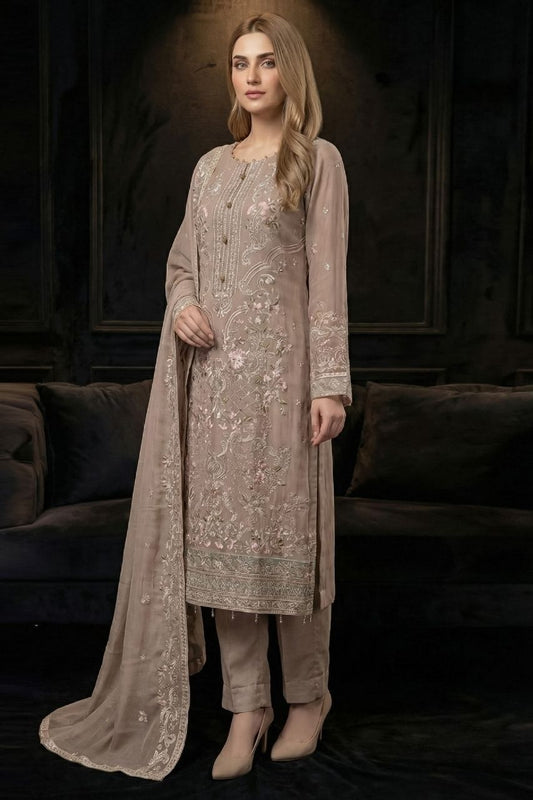 Hafsa | Dressline | Semi-Stitched - Organza