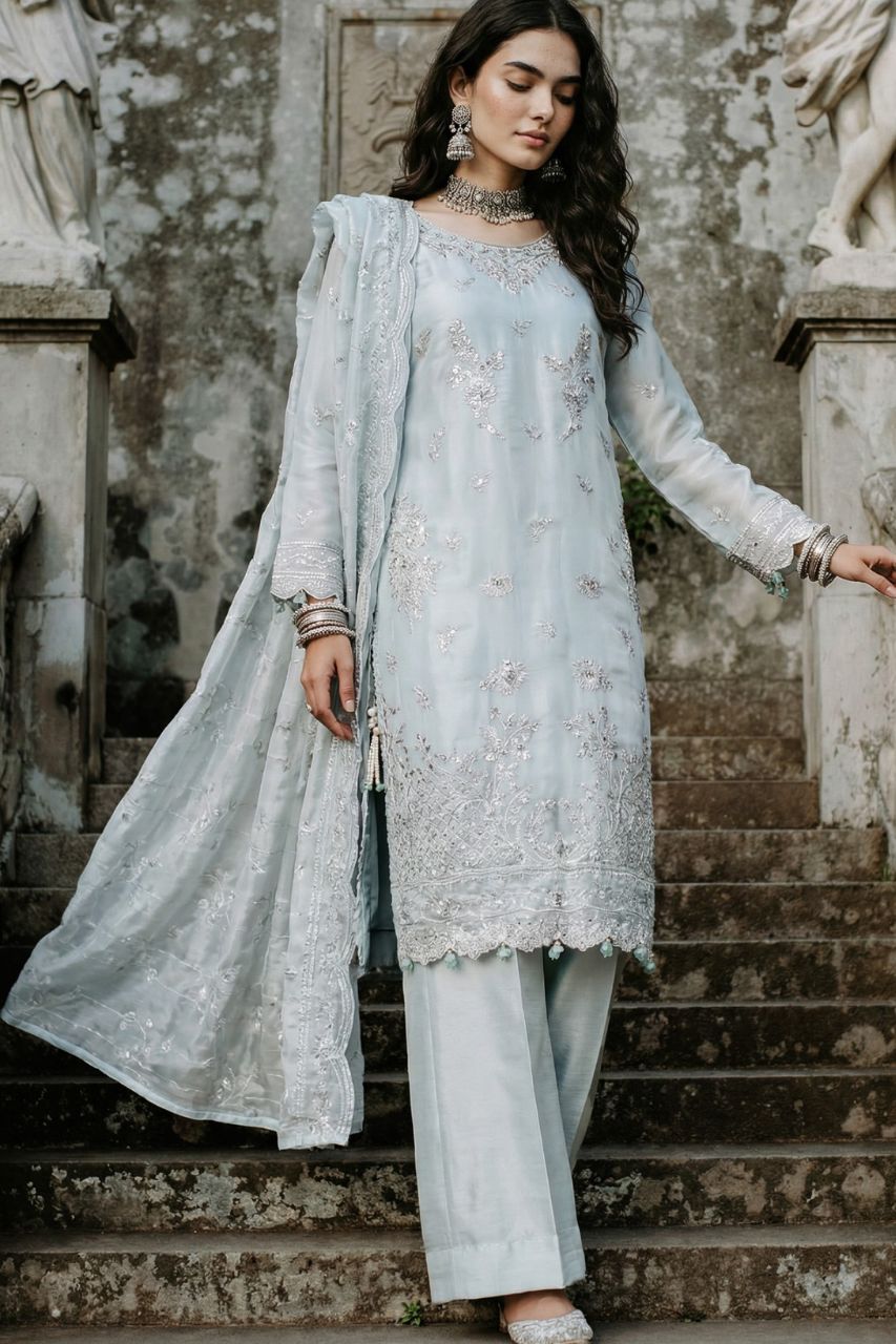 Kashvi | Zaib-o-Zeenat | Emb Shisha Silk-3PC