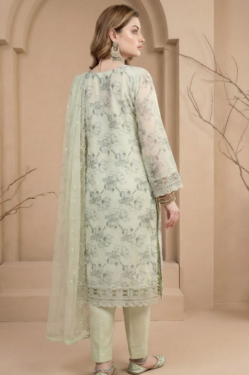 Huda | Dressline | Semi-Stitched - Organza