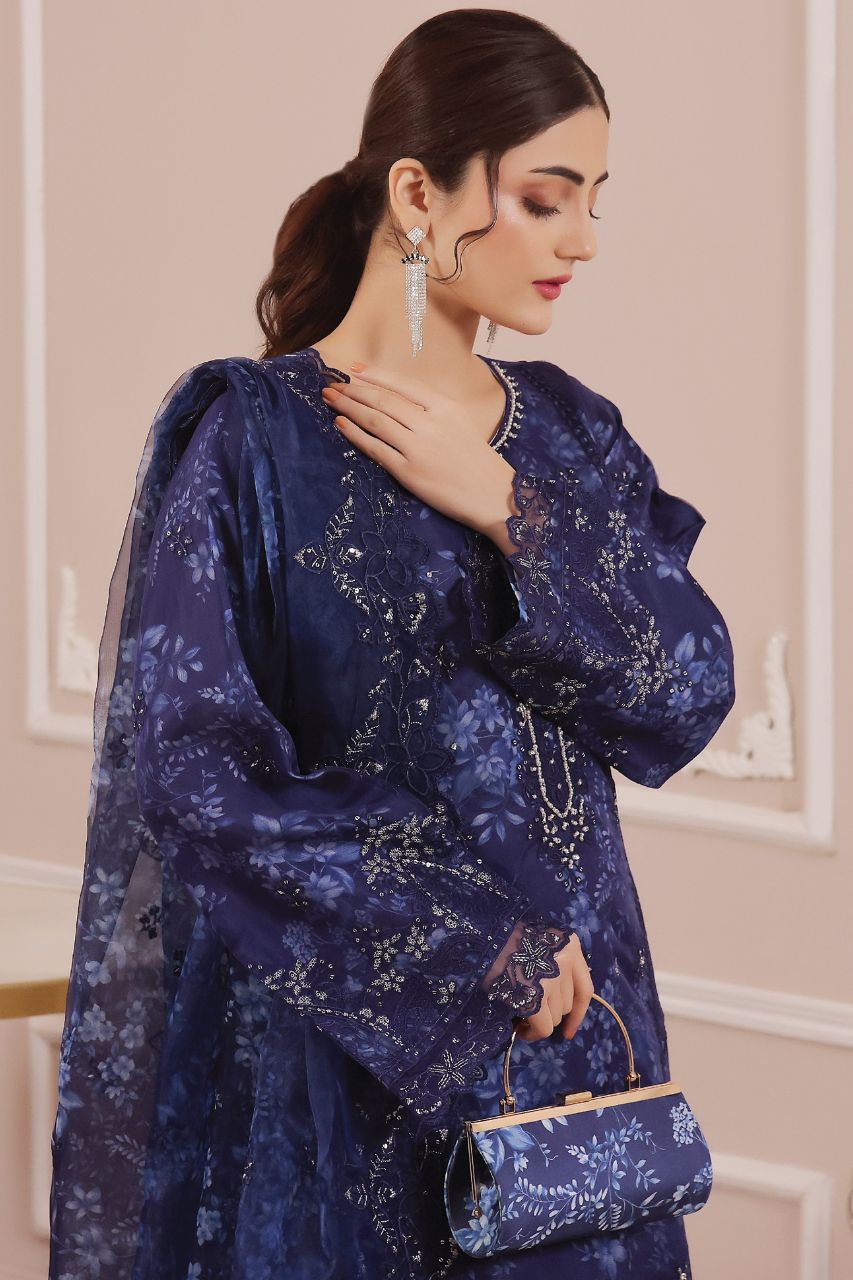 Sharjeena | Dressline | Semi-Stitched -Organza