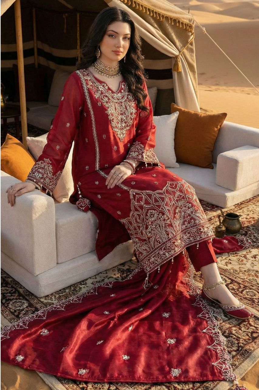 Fatima Bano | Zarqoon | Emb Organza-3PC