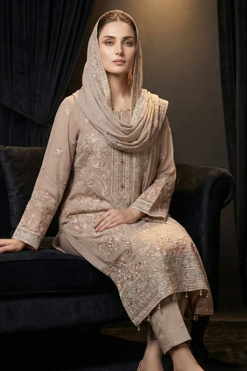 Hafsa | Dressline | Semi-Stitched - Organza