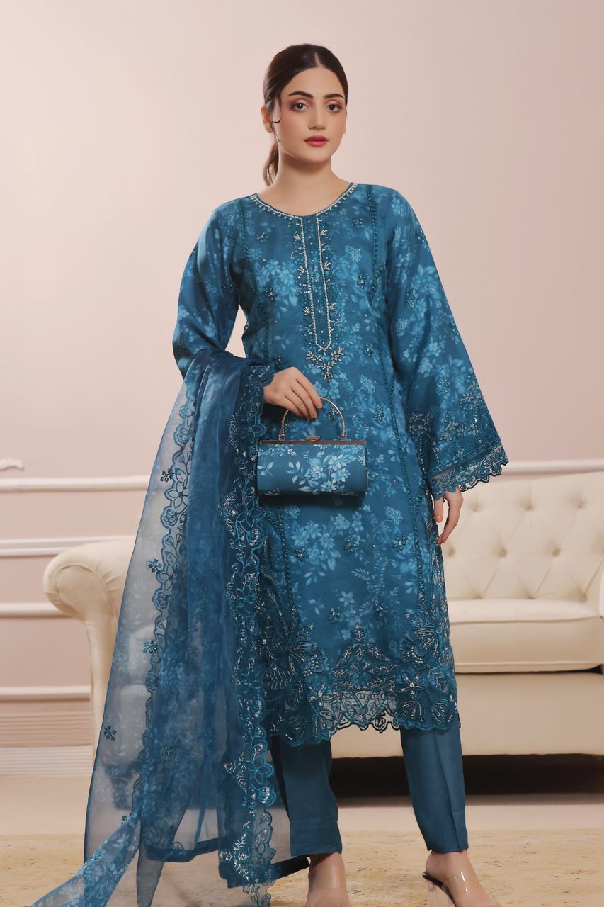 Sharjeena | Dressline | Semi-Stitched -Organza