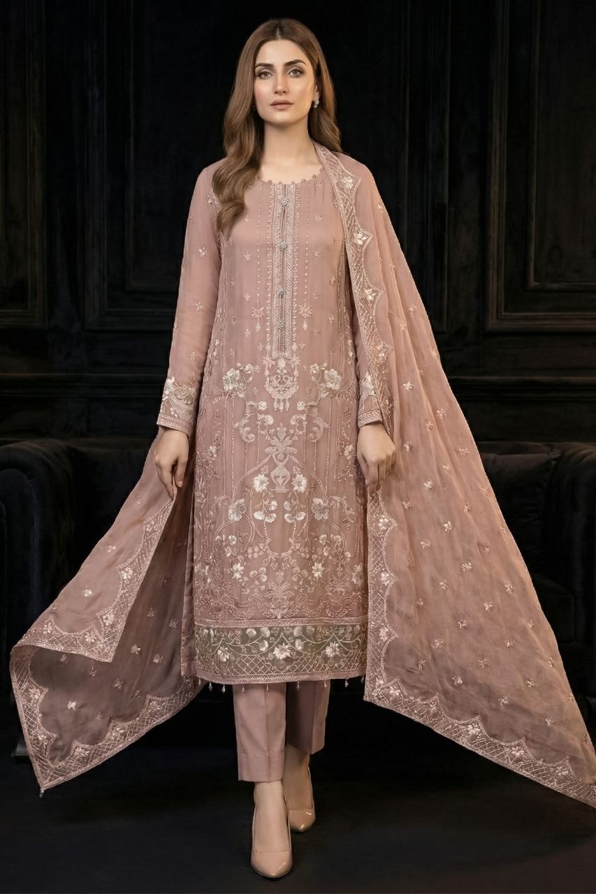 Hafsa | Dressline | Semi-Stitched - Organza