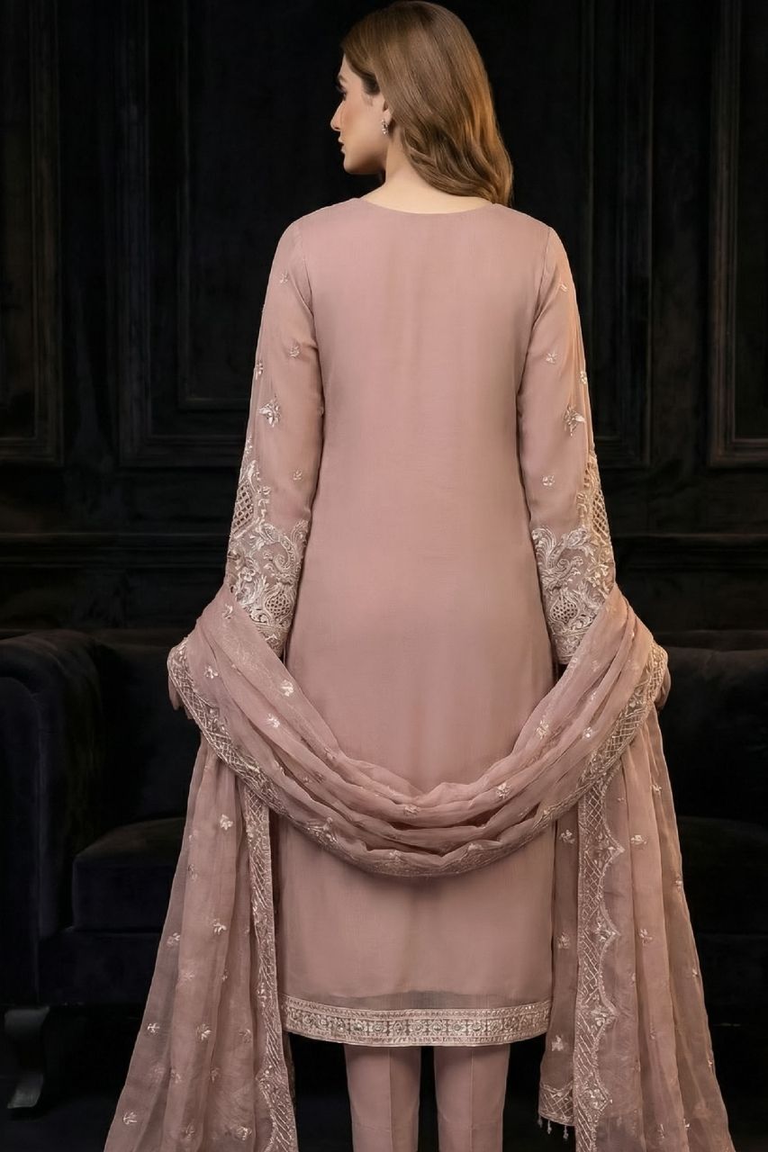 Hafsa | Dressline | Semi-Stitched - Organza