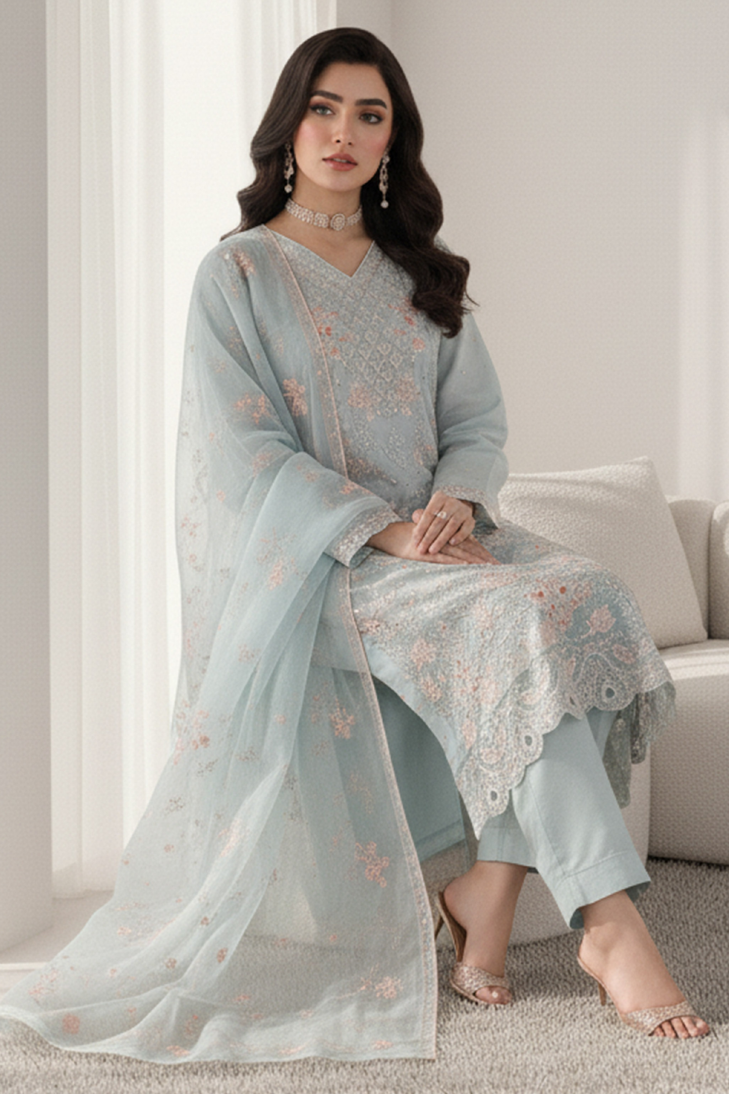 Zoha | Dressline | Burberry | Organza-3PC