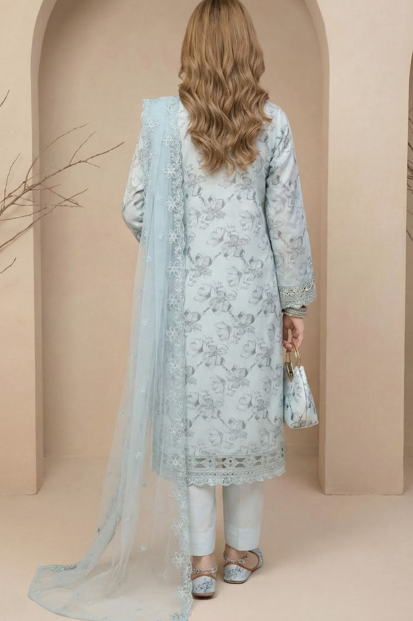 Huda | Dressline | Semi-Stitched - Organza