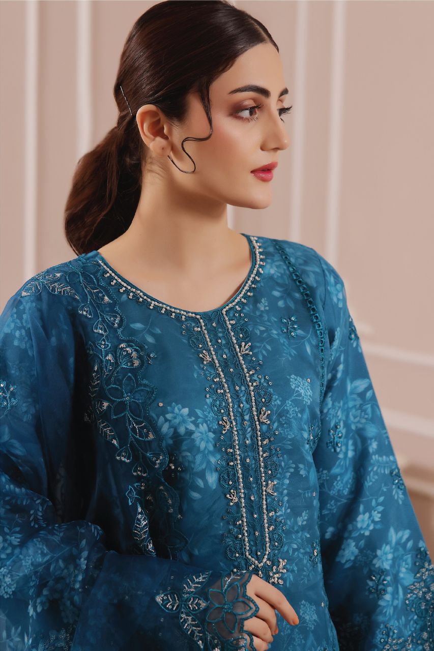Sharjeena | Dressline | Semi-Stitched -Organza