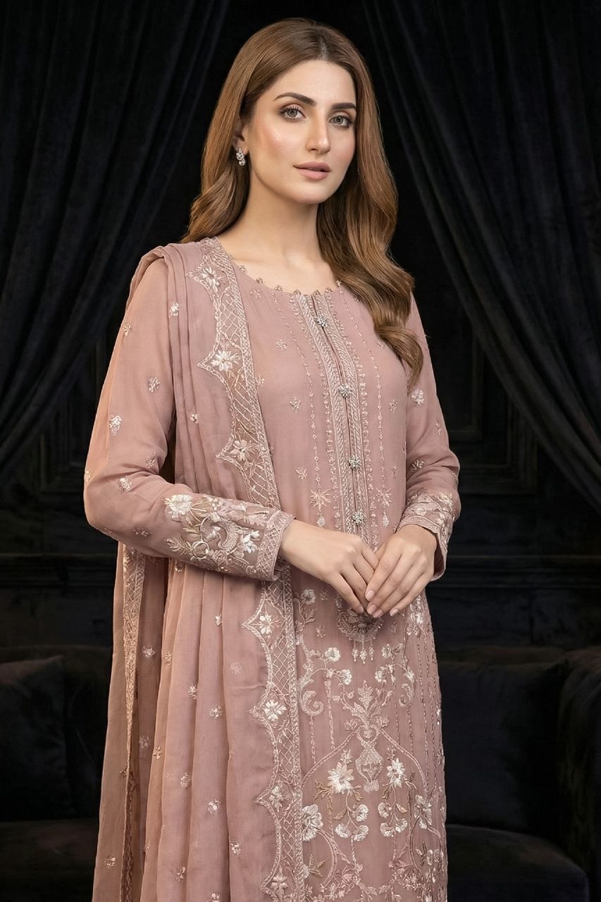 Hafsa | Dressline | Semi-Stitched - Organza