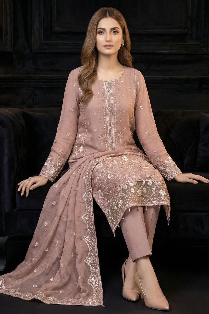 Hafsa | Dressline | Semi-Stitched - Organza