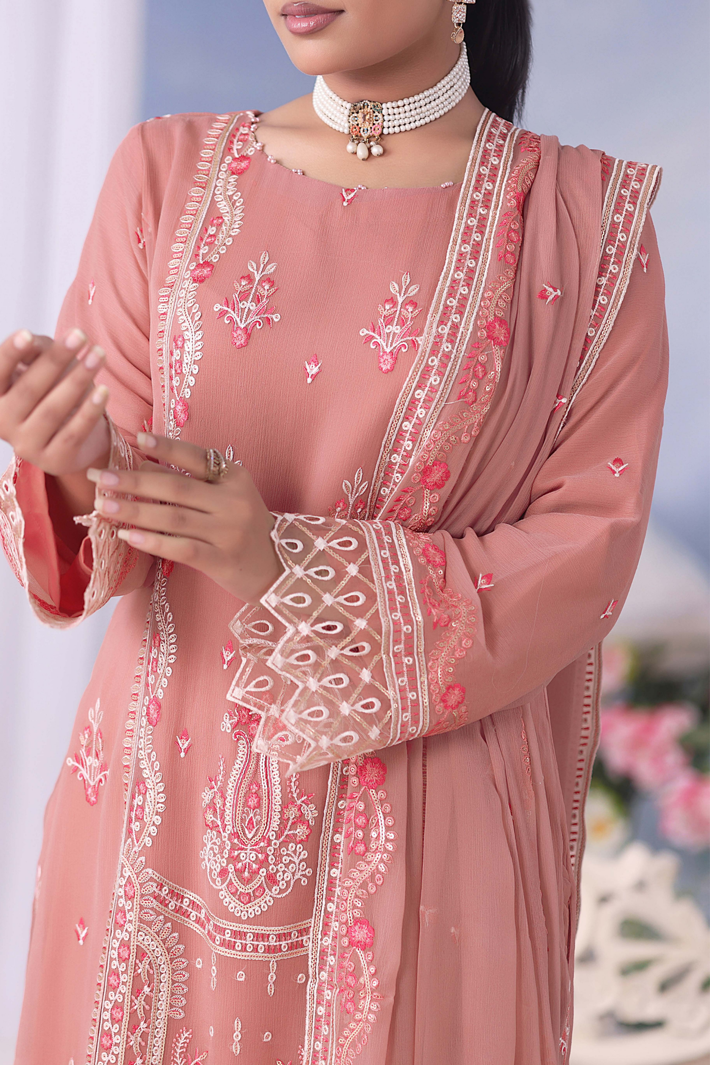 Meher Bano | Pak Fabrics | Luxe | Chiffon-3PC