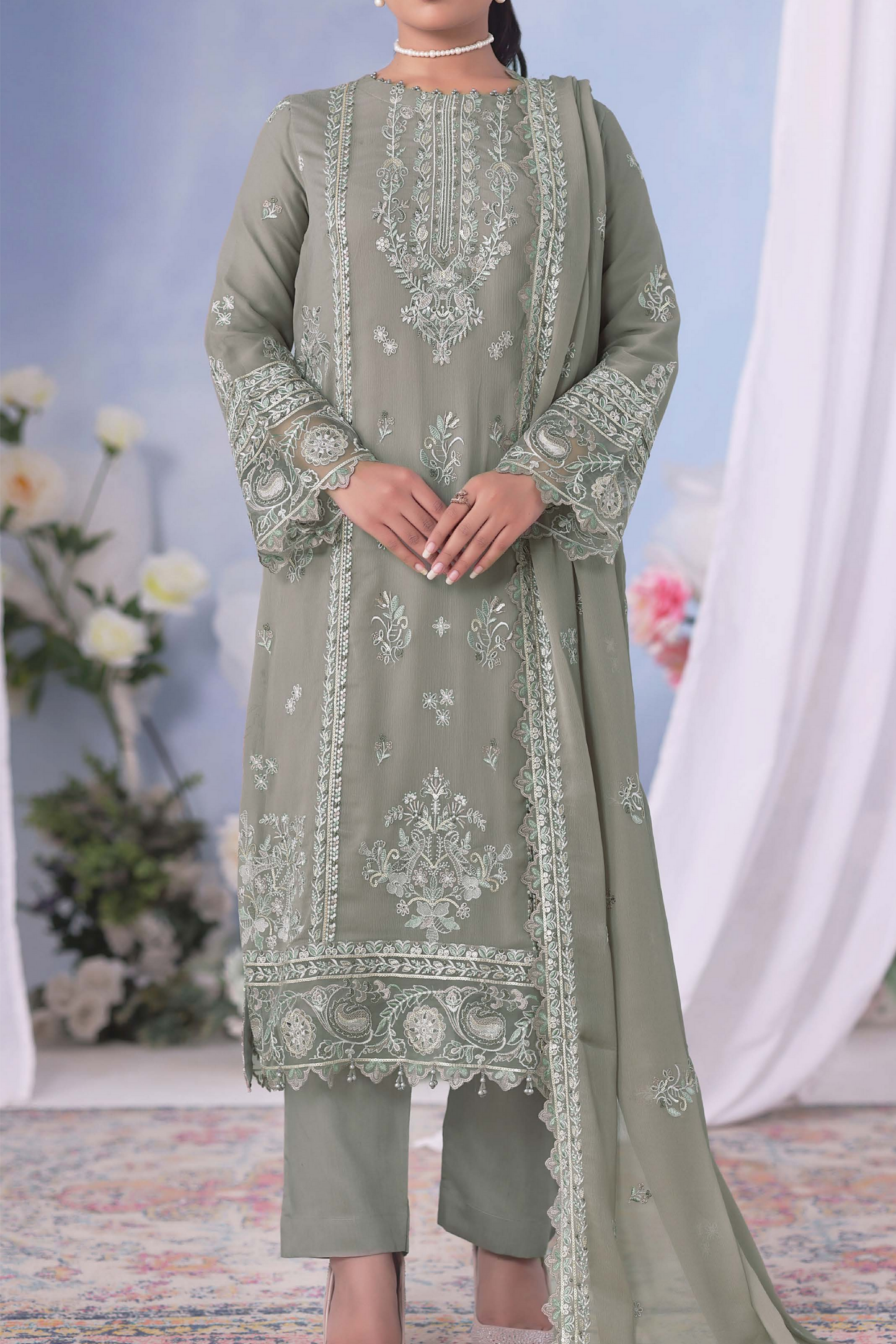 Meher Bano | Pak Fabrics | Luxe | Chiffon-3PC