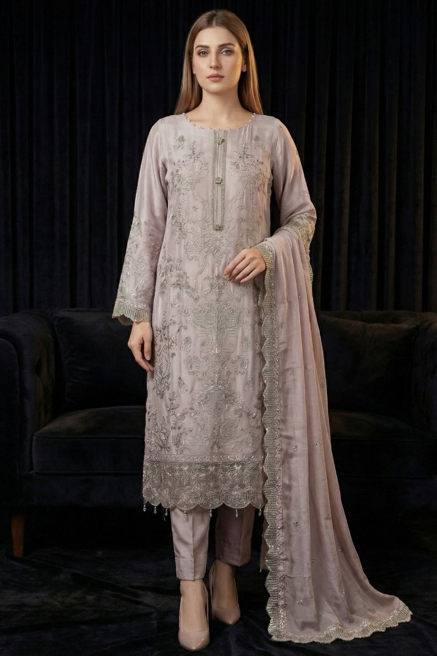 Hafsa | Dressline | Semi-Stitched - Organza
