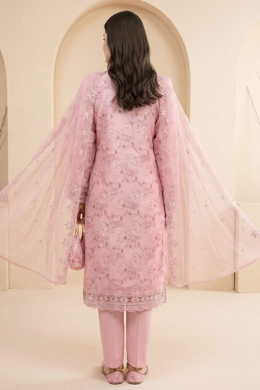 Huda | Dressline | Semi-Stitched - Organza