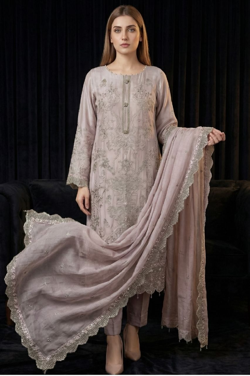 Hafsa | Dressline | Semi-Stitched - Organza