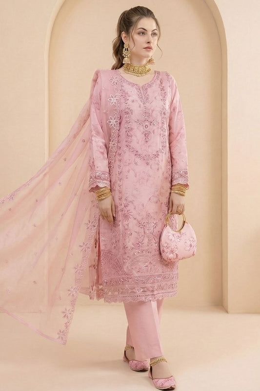 Huda | Dressline | Semi-Stitched - Organza